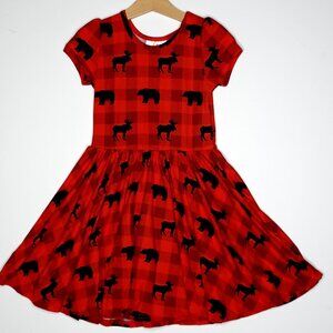 DotDotSmile Size 3/4 Classic Cap Dress - NWT Red and Back Buffalo and animals